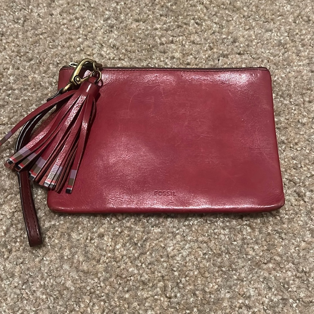Fossil Tassel Red Clutch Wristlet‎